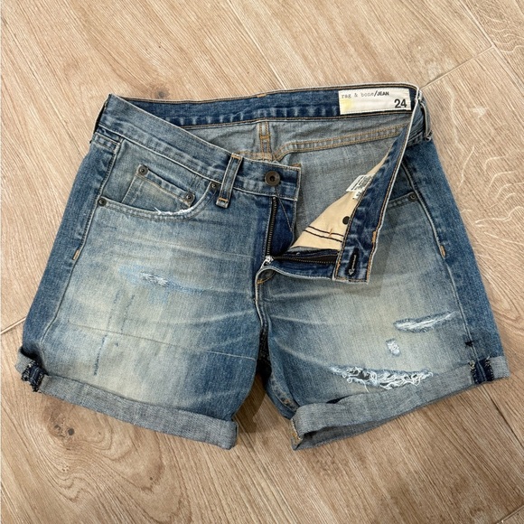Rag & Bone Surfer Repair Distressed Jean shorts - Picture 3 of 5